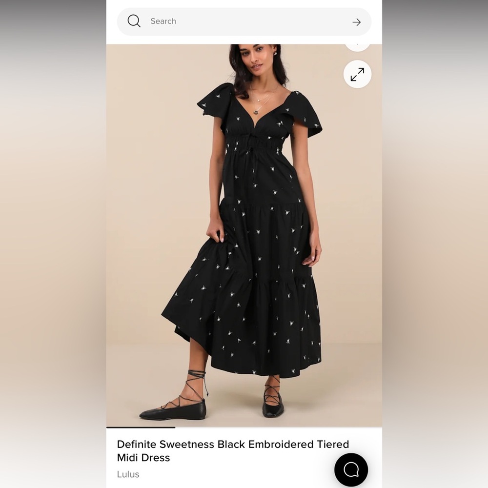 Lulu's Black and White Midi Sundress with Flutter Sleeves